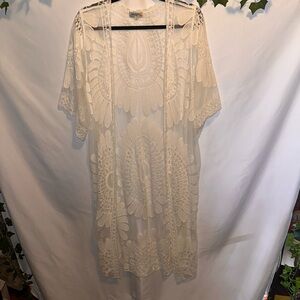 Rebellion Cream Crochet Lace Duster Cardigan